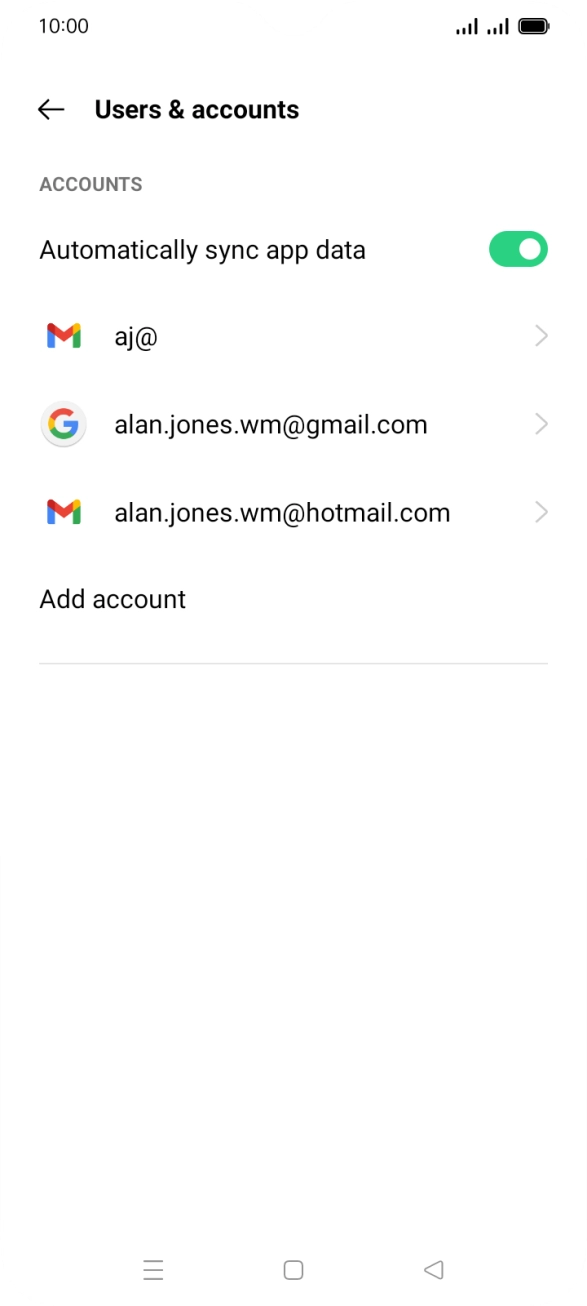 Press the indicator next to 'Automatically sync app data' to turn the function on or off.
