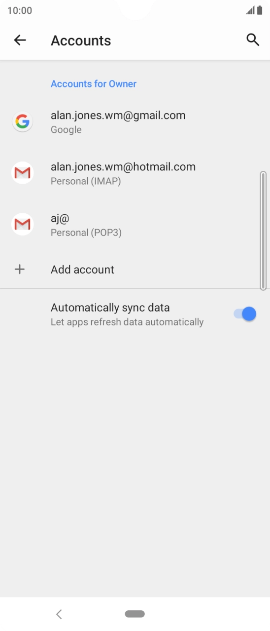 Press the indicator next to 'Automatically sync data' to turn the function on or off.