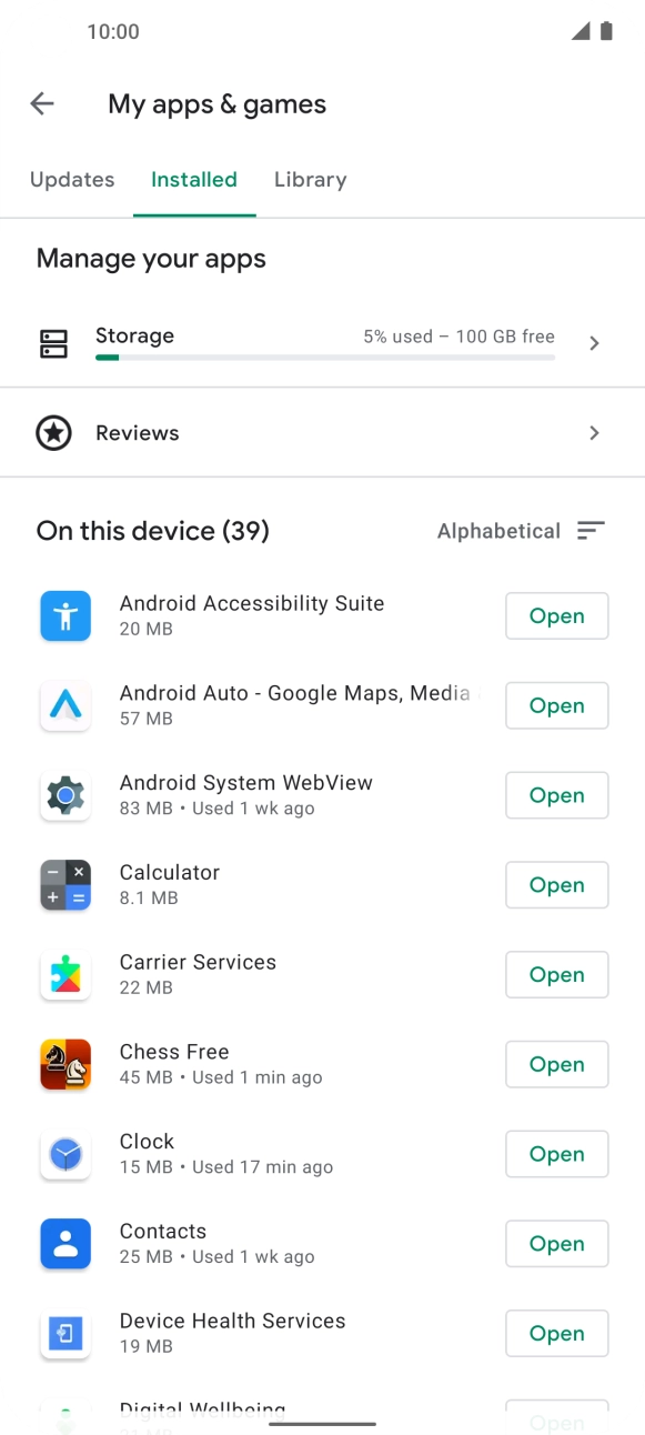 Press the required app.