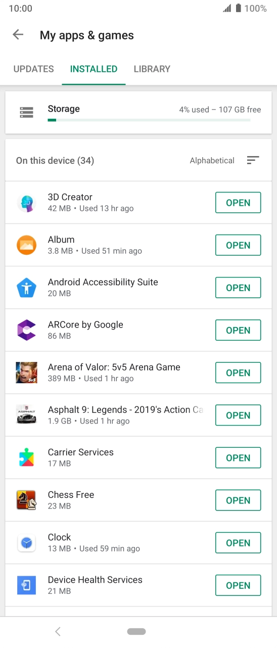 Press the required app.