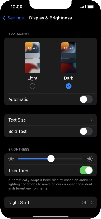 Press the indicator next to 'Automatic' to turn the function on or off.