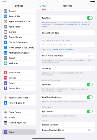 Press the indicator next to 'Speaking' to turn the function on or off.