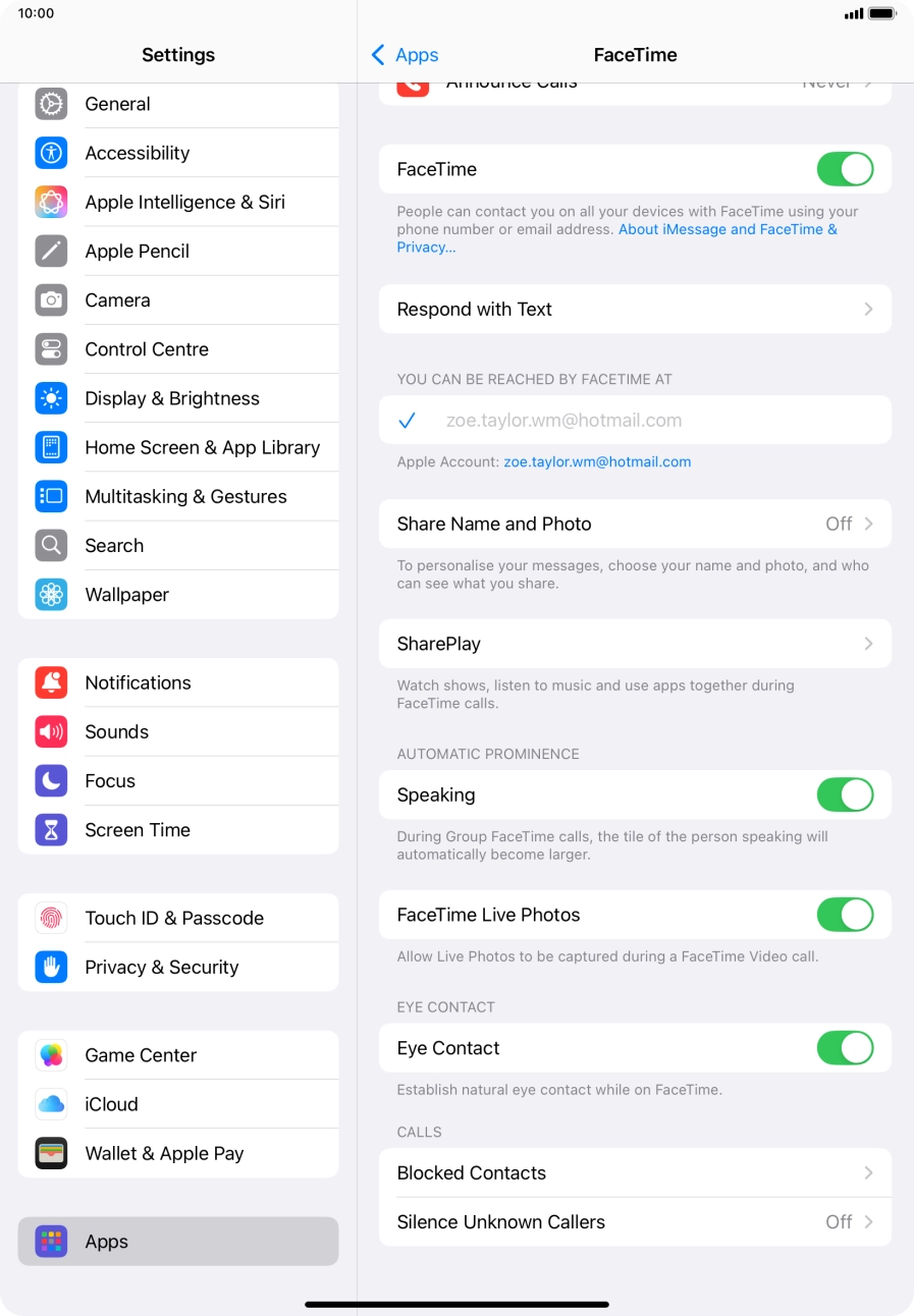 Press the indicator next to 'Speaking' to turn the function on or off. Press the indicator next to 'Speaking' to turn the function on or off.