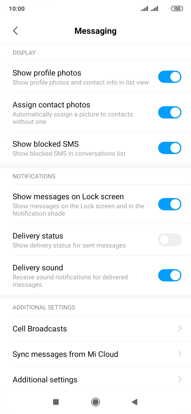Press Additional settings.