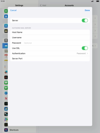 Press the indicator next to 'Use SSL' to turn off the function.