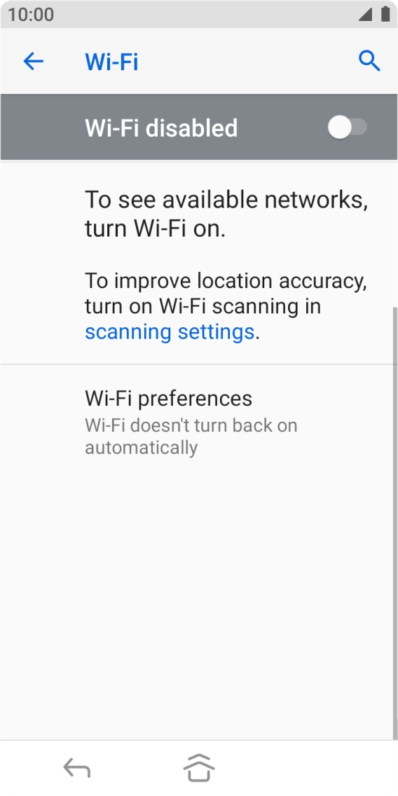 Press the indicator next to 'Wi-Fi' to turn on the function.