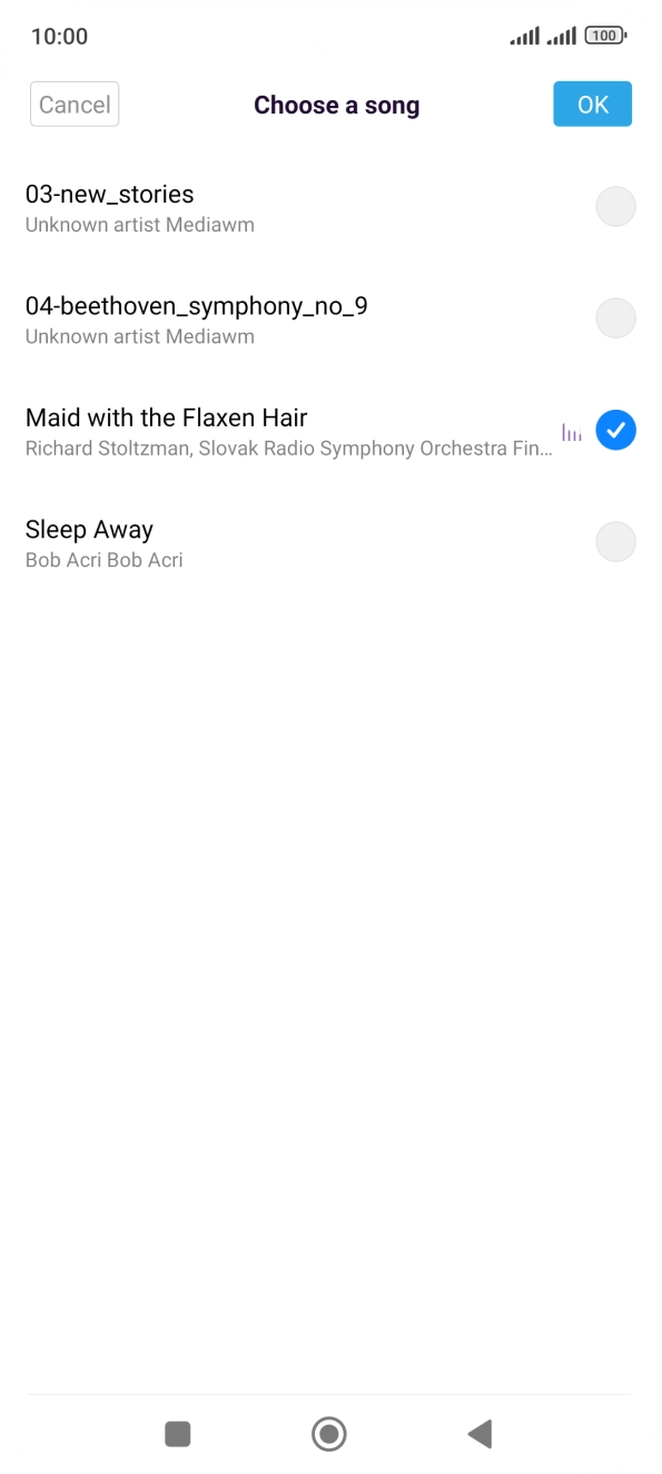 Once you've found a ring tone you like, press OK.