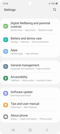 Press Battery and device care.