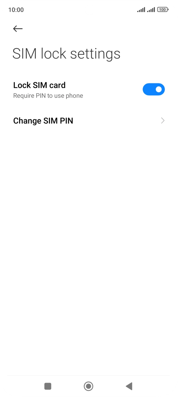 Press the indicator next to 'Lock SIM card' to turn the function on or off.