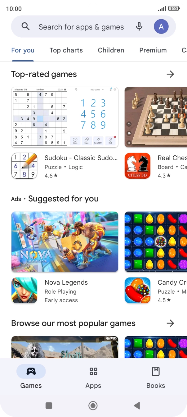 Press the search field.