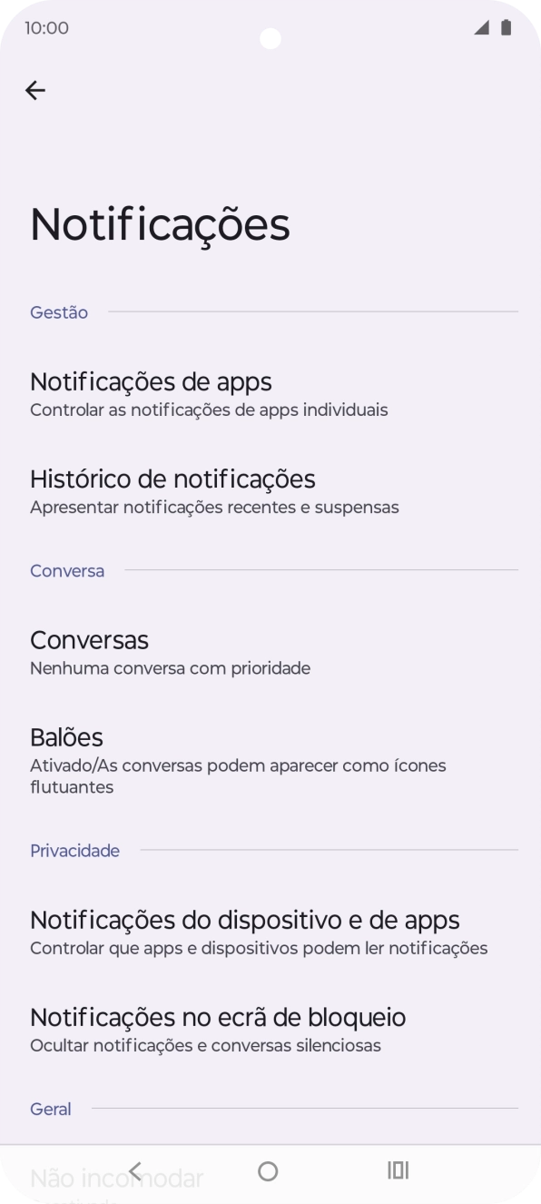 Prima Notificações de apps.