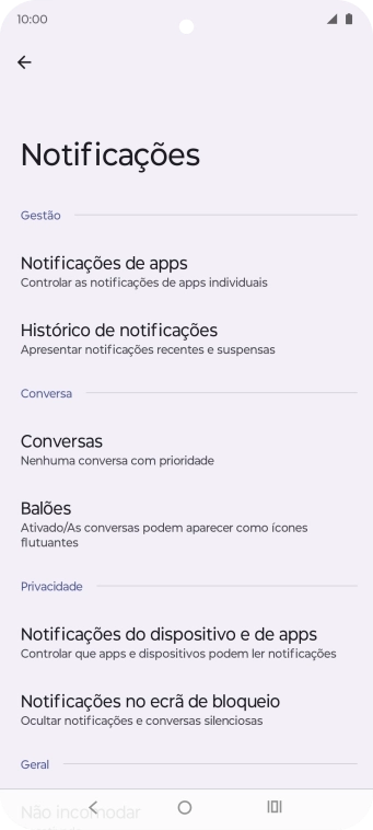 Prima Notificações de apps.