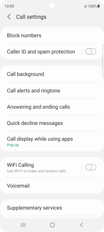 Press the indicator next to 'WiFi Calling' to turn the function on or off.