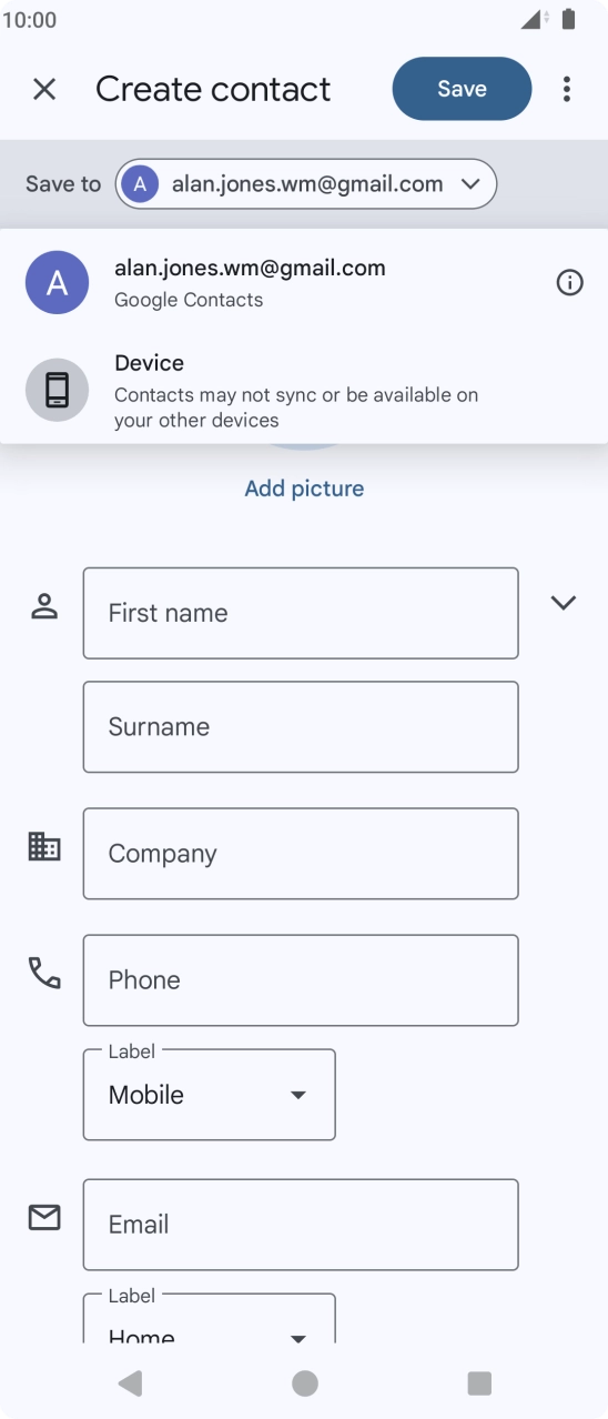 Press the required Google account. Press the required Google account.