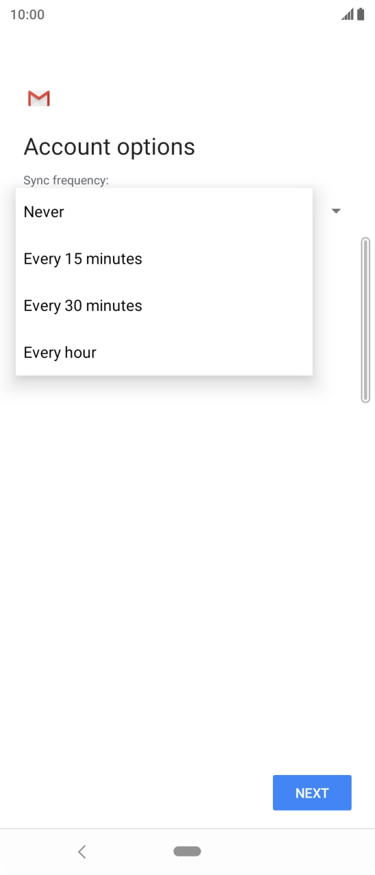 Press the required setting.