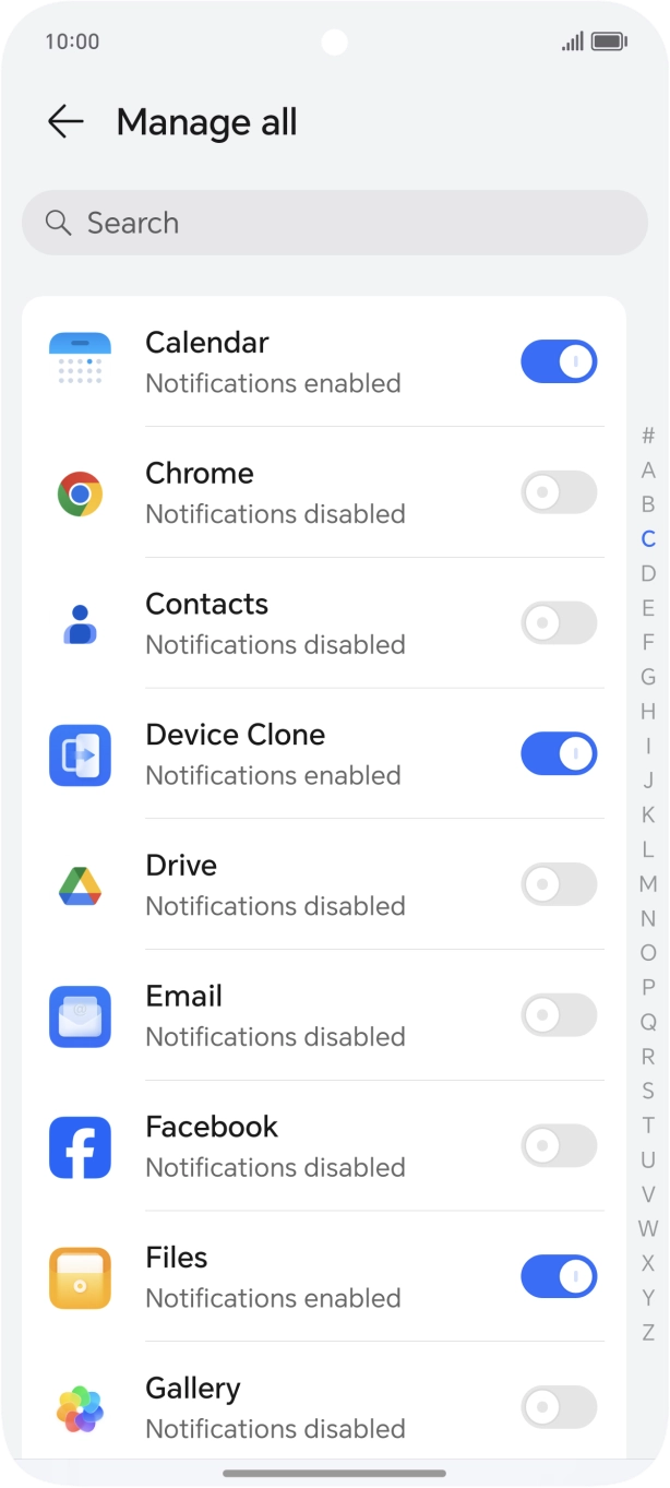 Press the indicators next to the required apps to turn the function on or off. Press the indicators next to the required apps to turn the function on or off.