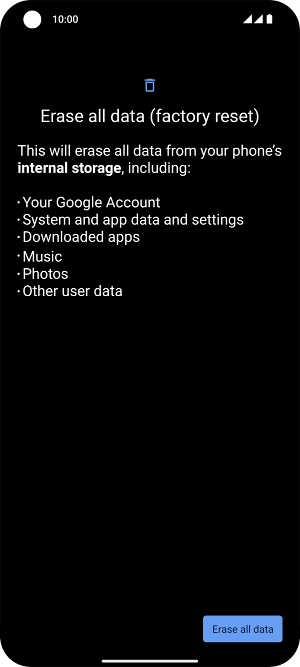 Press Erase all data.