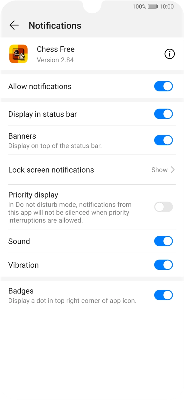 Press the indicator next to 'Allow notifications' to turn the function on or off.