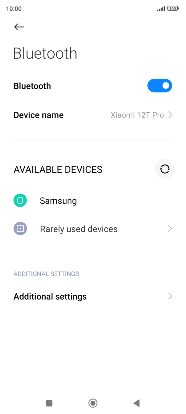 Press the required Bluetooth device and follow the instructions on the screen to pair the device with your phone.
