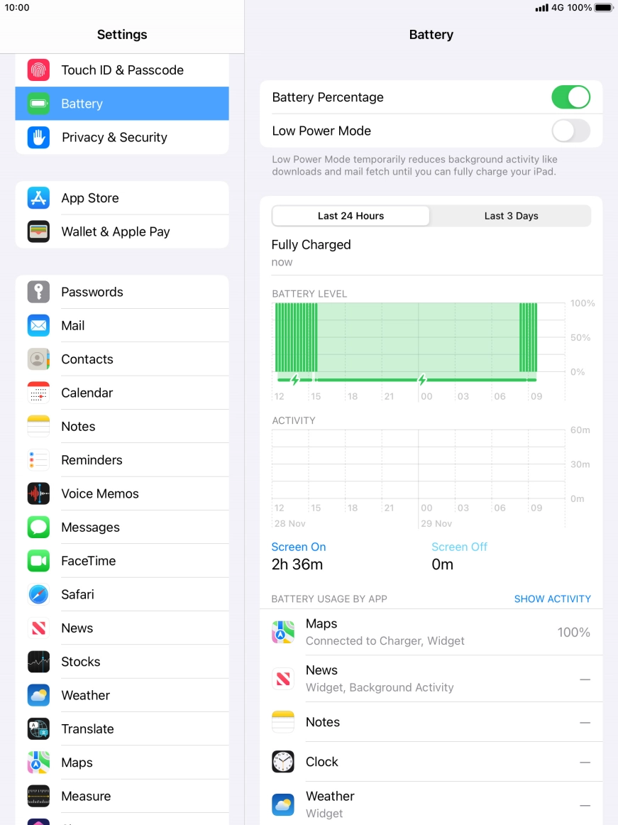 Press the indicator next to 'Low Power Mode' to turn on the function.