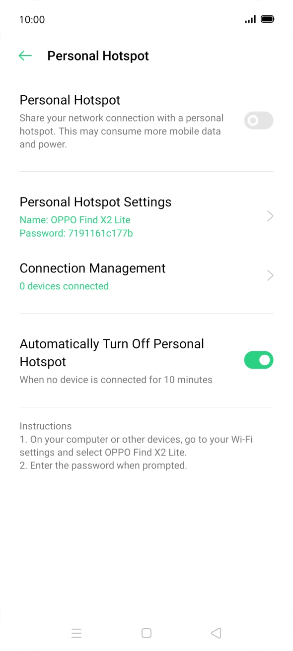 Press Personal Hotspot Settings. Press Personal Hotspot Settings.