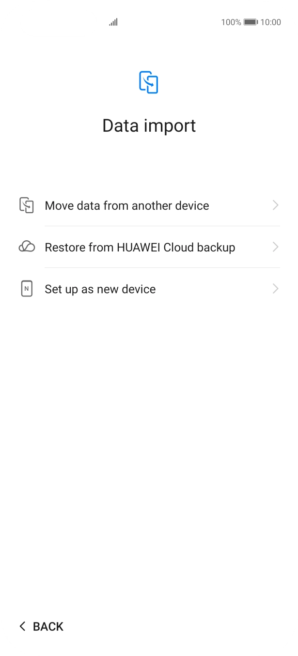 You can transfer the contents of another phone to your phone when it's activated for the first time and after a factory reset. When this screen is displayed, your phone is ready to transfer contents from another phone.