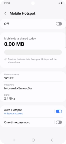 Press the field below 'Network name' and key in the required name.