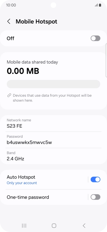Press the field below 'Network name' and key in the required name.