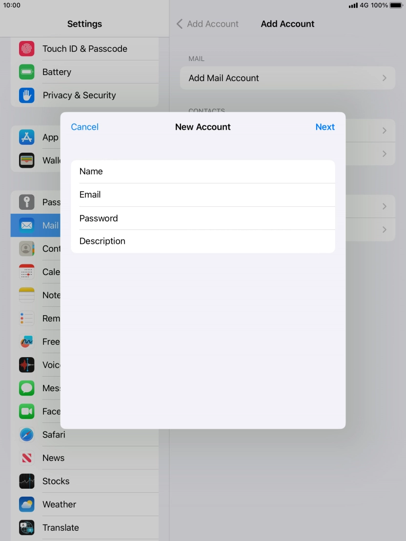 Press Description and key in the required name. Press Description and key in the required name.