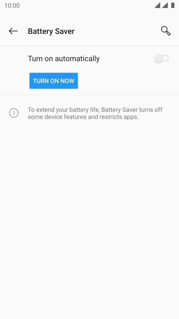 Press the required setting.
