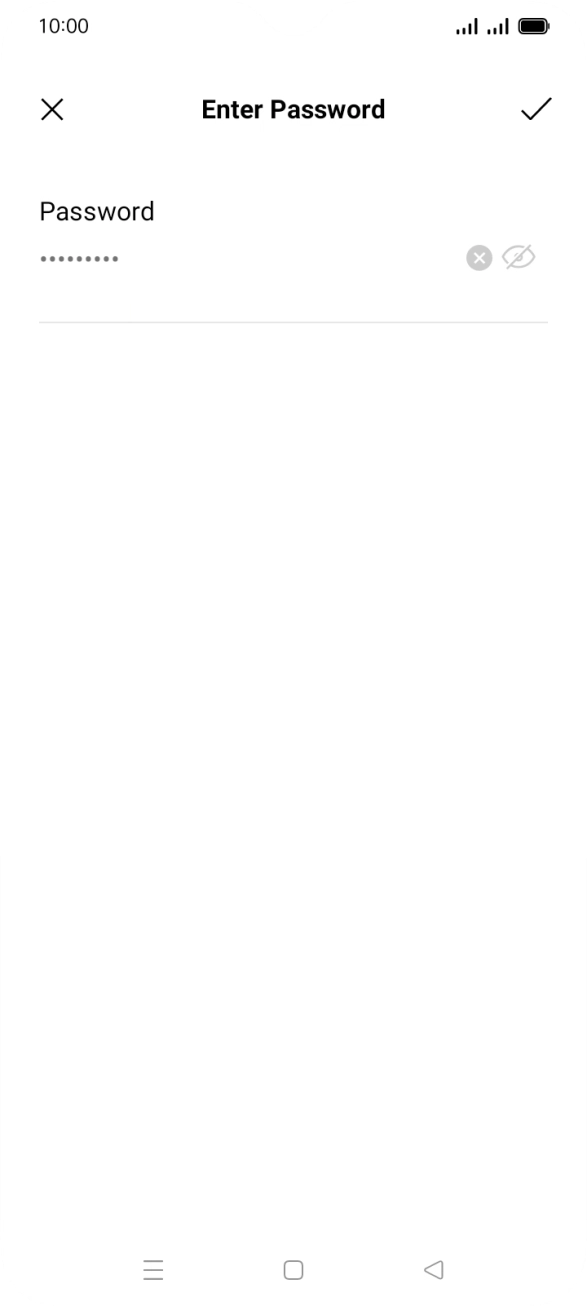 Key in the password for the WiFi network and press the confirm icon. Key in the password for the WiFi network and press the confirm icon.