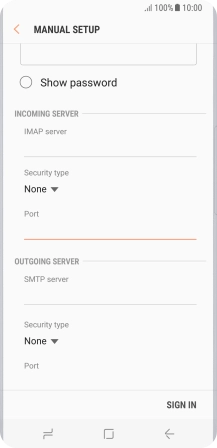 Press the field below 'SMTP server' and key in the name of your email provider's outgoing server.