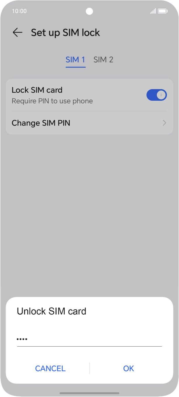 Key in your SIM PIN and press OK. The default SIM PIN is 0000.