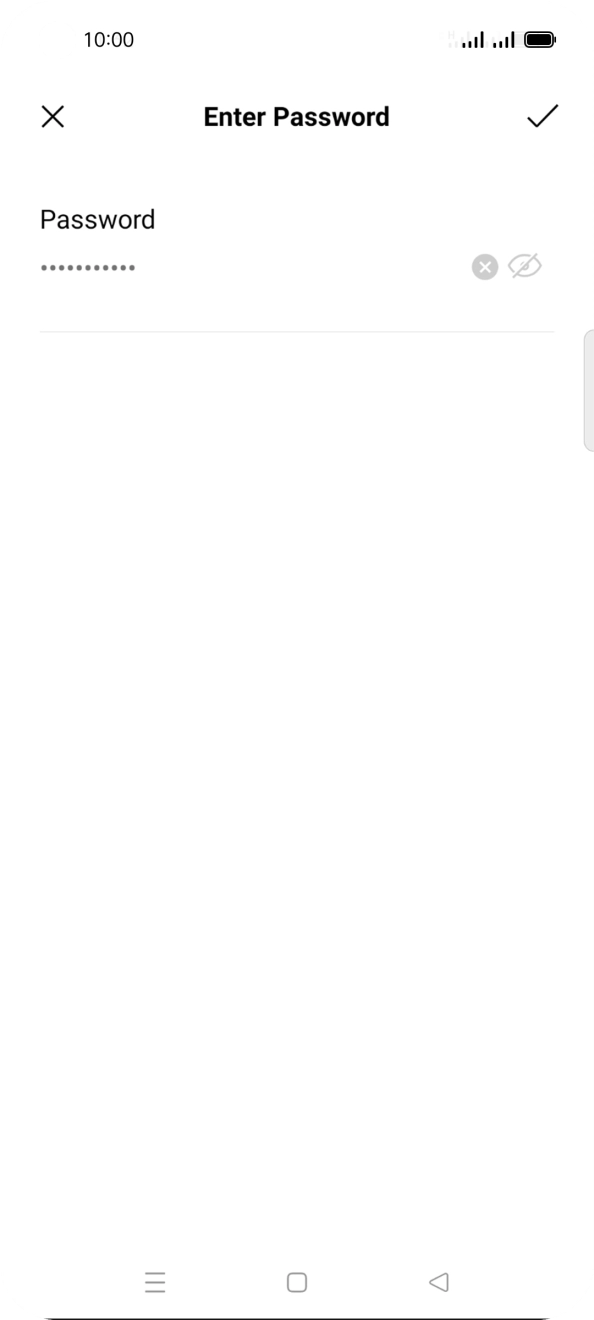 Key in the password for the WiFi network and press the confirm icon.