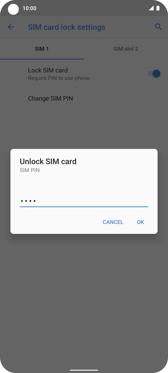 Key in your SIM PIN and press OK. The default SIM PIN is 0000.