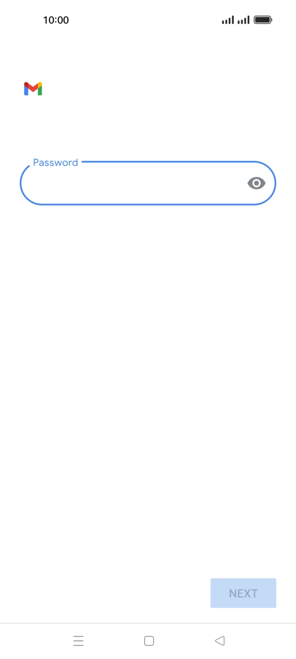 Press the field below 'Password' and key in the password for your email account. Press the field below 'Password' and key in the password for your email account.