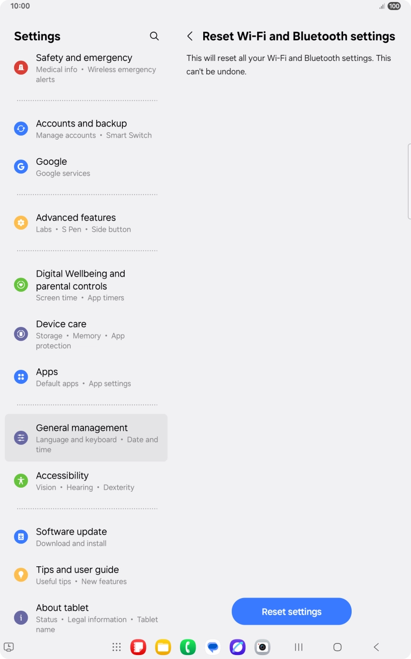 Press Reset settings.