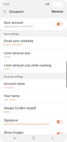 Press the indicator next to 'Sync account' to turn on the function.