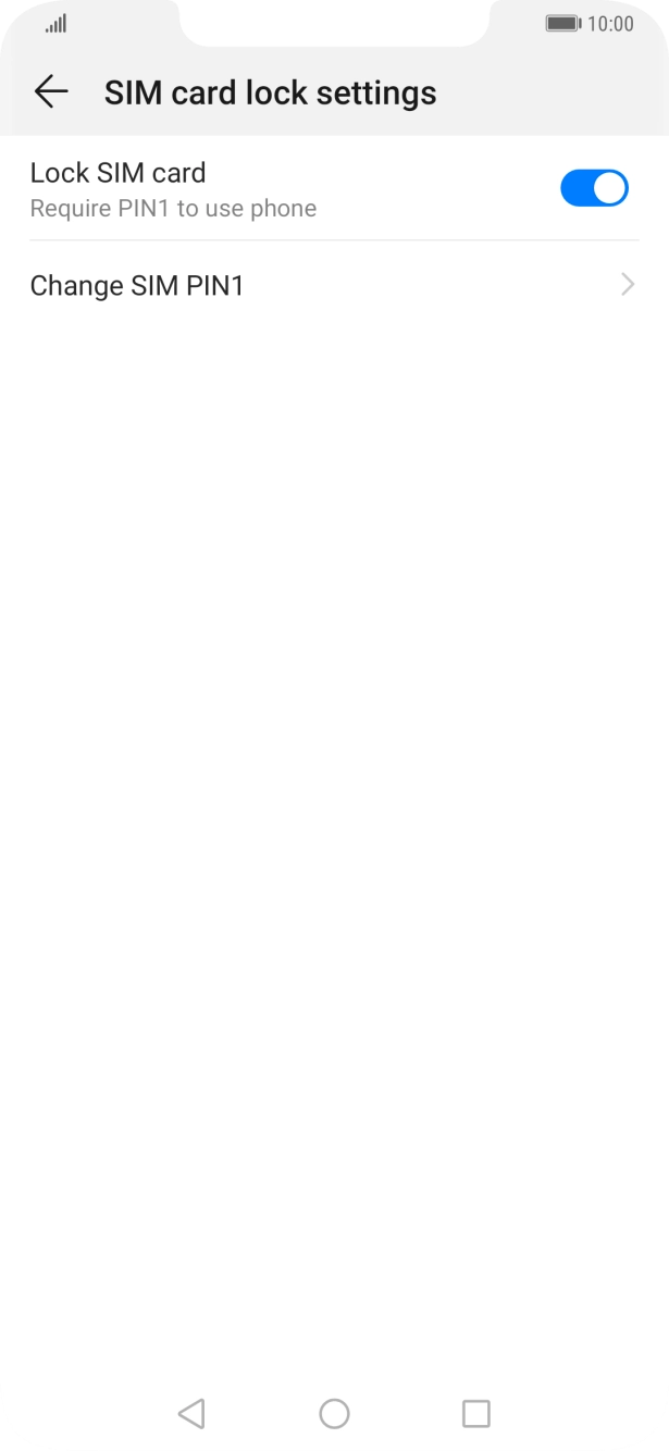 Press the indicator next to 'Lock SIM card' to turn the function on or off.
