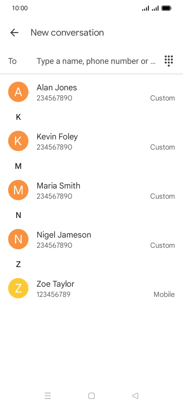 Press the search field and key in the first letters of the recipient's name. Press the search field and key in the first letters of the recipient's name.