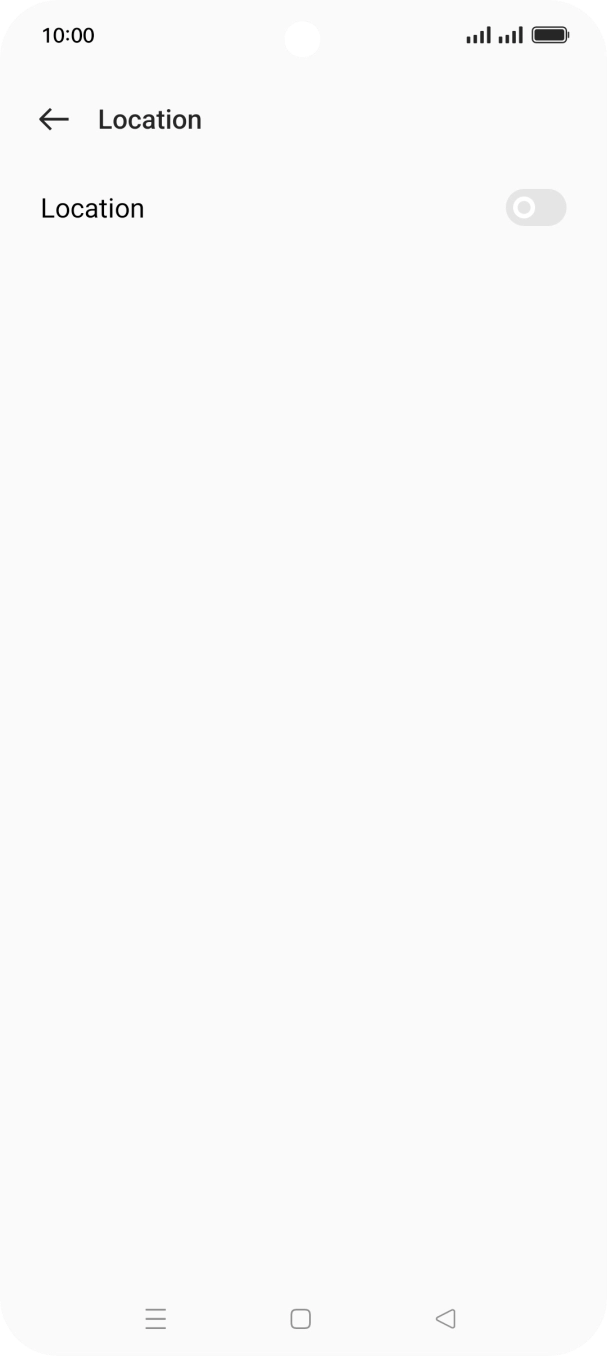 Press the indicator next to 'Location' to turn the function on or off. Press the indicator next to 'Location' to turn the function on or off.