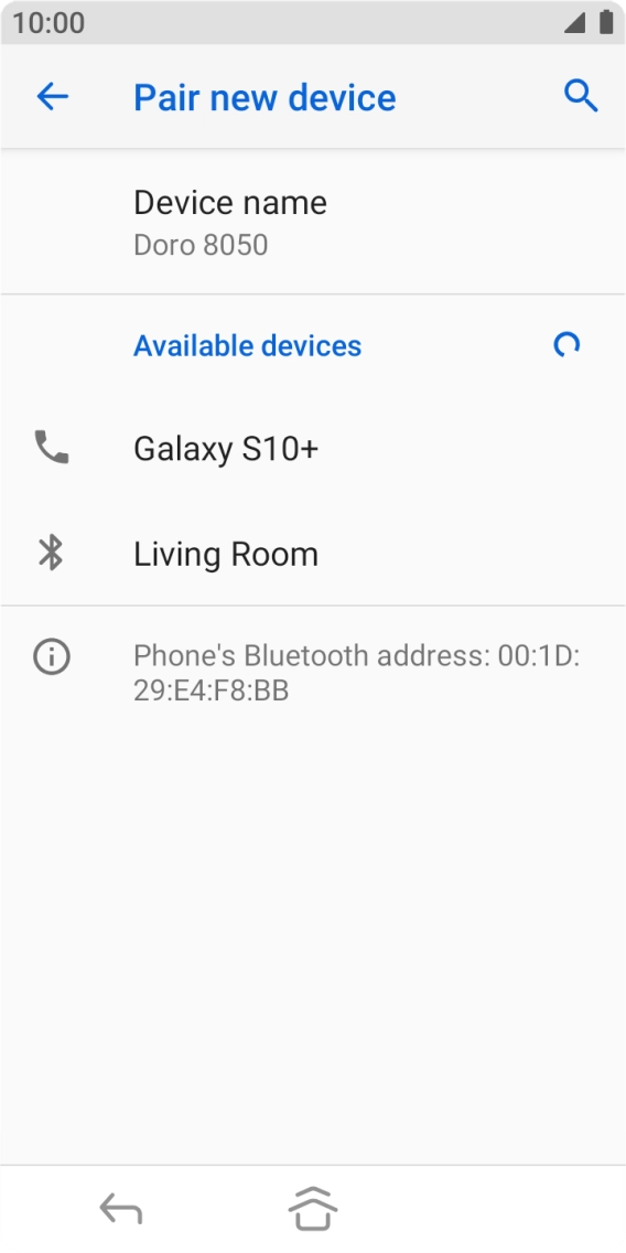 Press the required Bluetooth device and follow the instructions on the screen to pair the device with your phone.