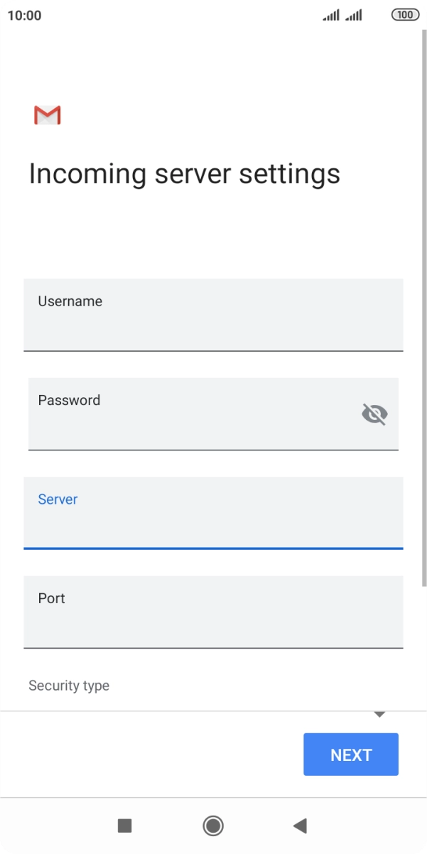 Press the field below 'Port' and key in 110. Press the field below 'Port' and key in 110.