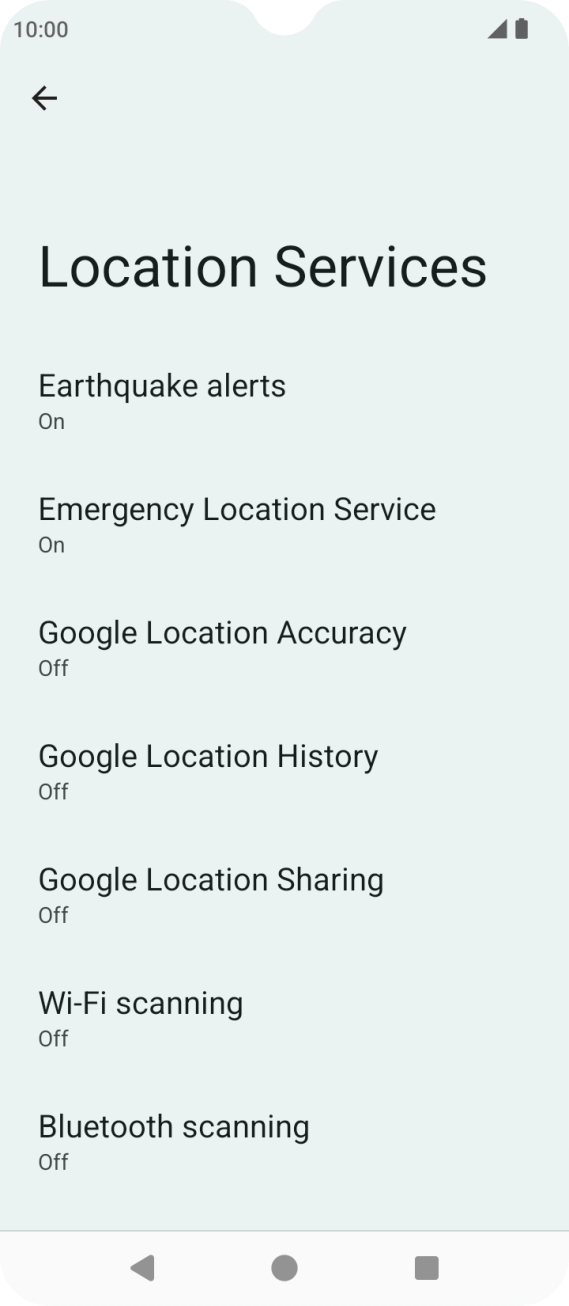 Press Google Location Accuracy. Press Google Location Accuracy.