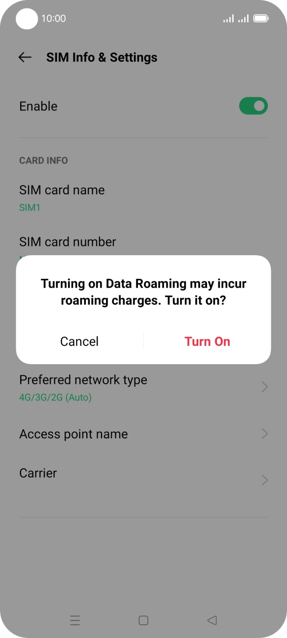 If you turn on the function, press Turn On. If you turn on the function, press Turn On.