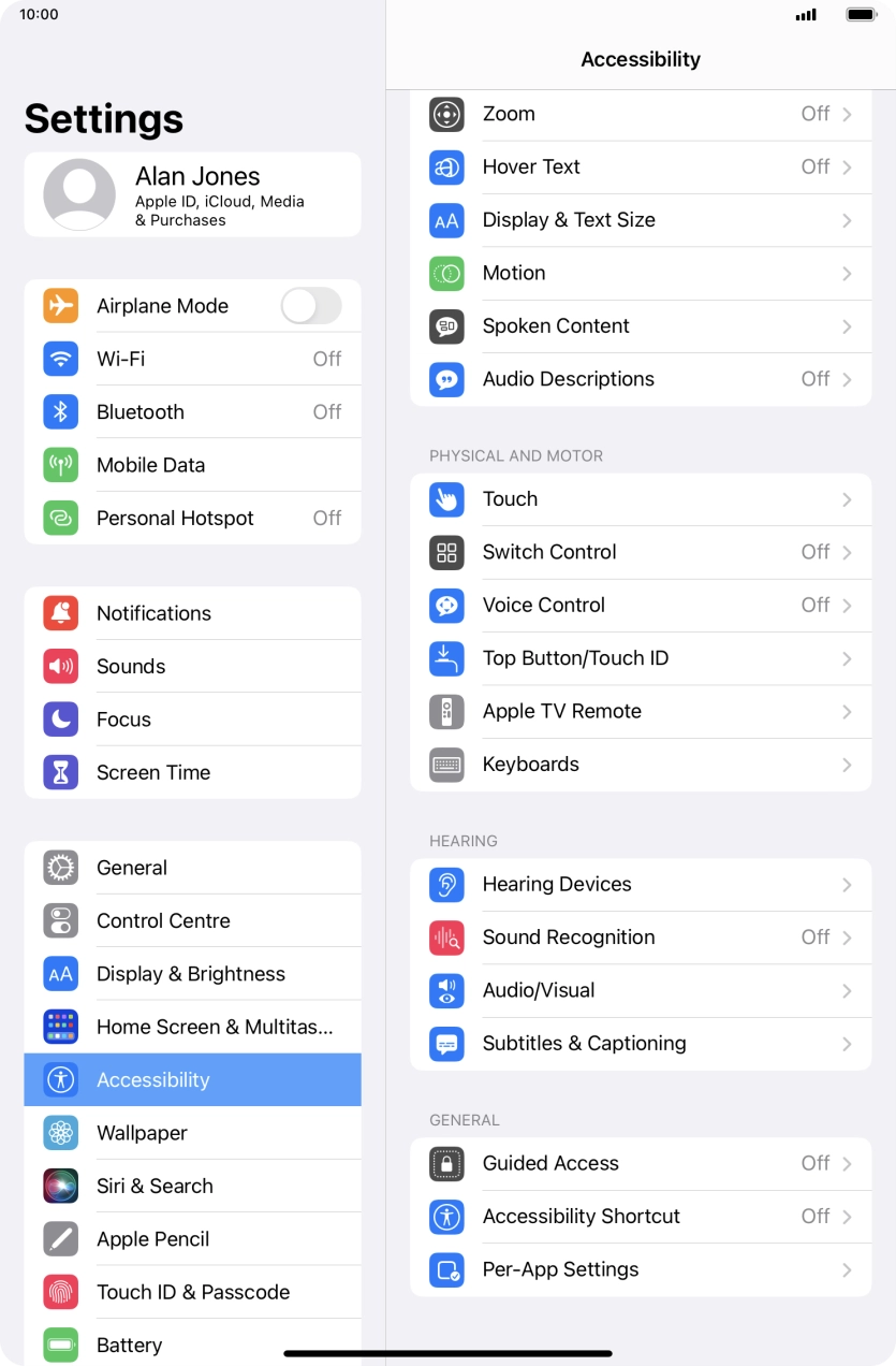 Press the required category below 'GENERAL' and follow the instructions on the screen to select the required settings.