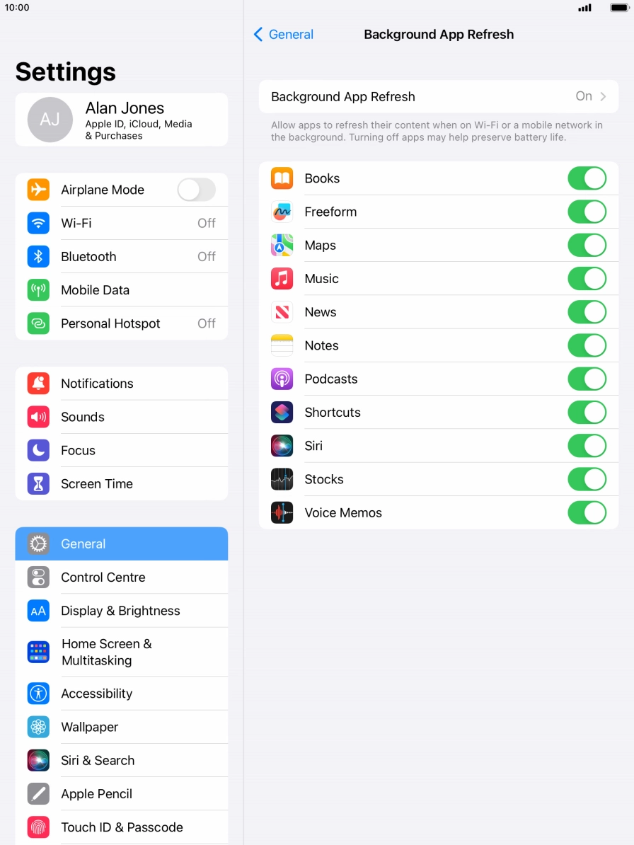 Press Background App Refresh.