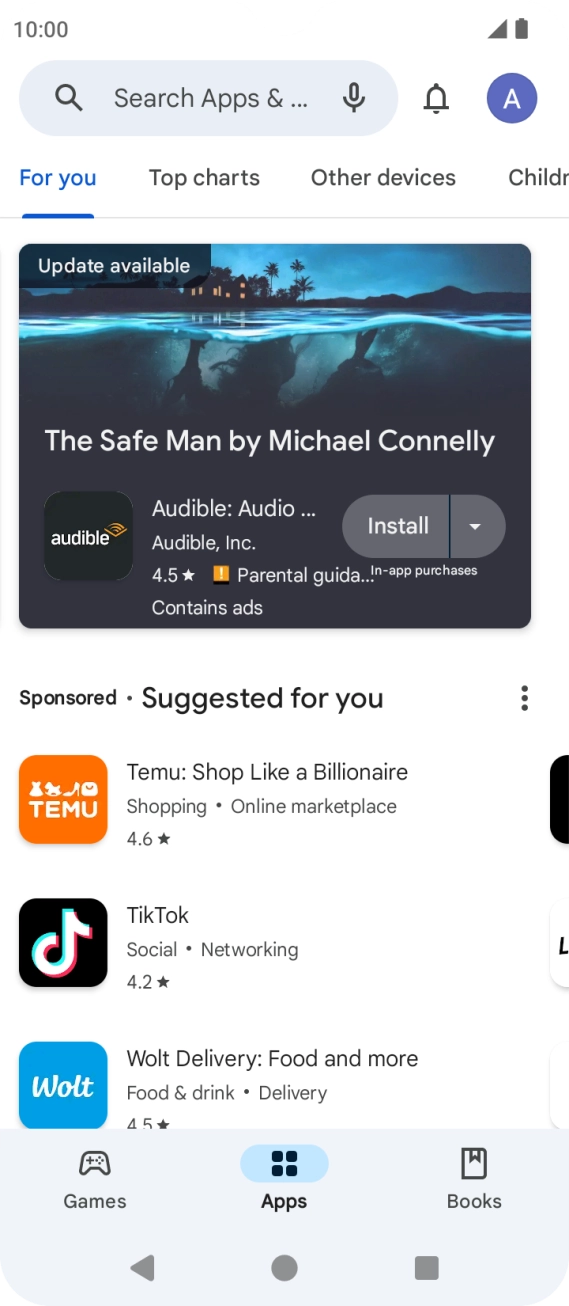 Press the search field.