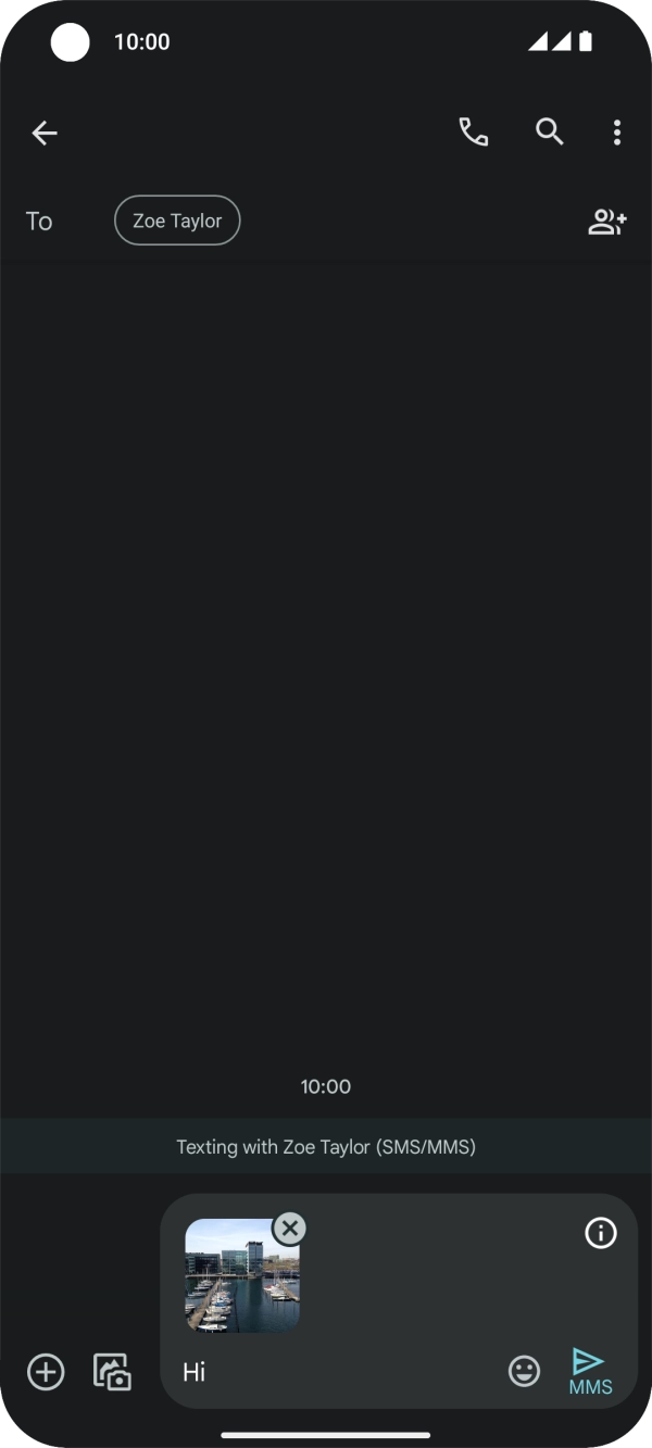 Press the send icon when you've finished your picture message. Press the send icon when you've finished your picture message.