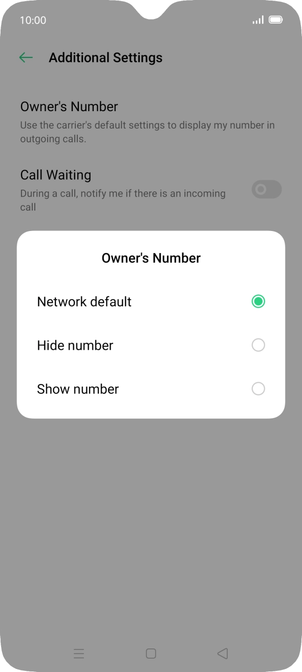 Press Show number to turn on caller identification.